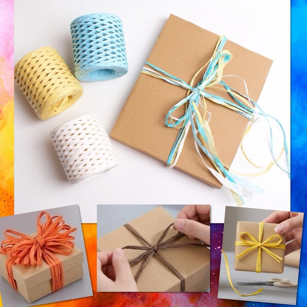 💕 เชือก กระดาษ เชือกถัก เชือกป่าน ยาว 200 เมตร วัสดุธรรมชาติ ตกแต่ง DIY งานประดิษฐ์ งานฝีมือ ห่อของขวัญ พันดอกไม้ 💕
