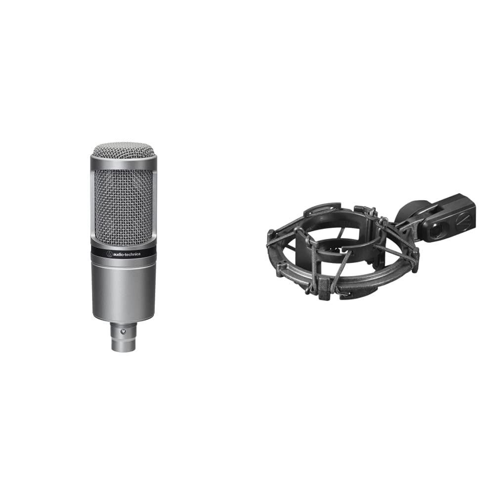 Audio-Technica Condenser Microphone AT2020GM Gunmetal & Shock Mount AT8458a Japan Original - Amazon 