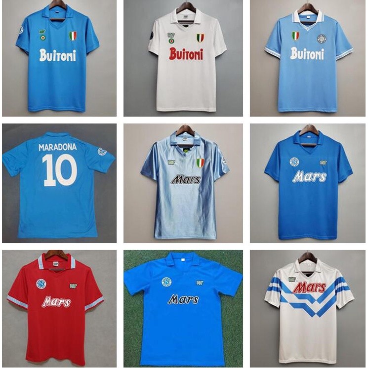 NAP 87-88 Napoli Home Away Retro Soccer Jersey 88-89 91/93 nappales jerseys MARADONA Football