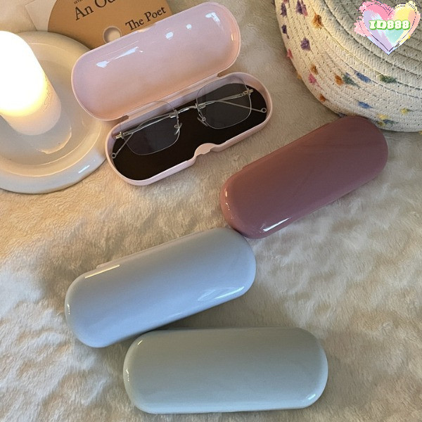🆔888 กล่องเก็บแว่นตาพลาสติก กล่องเก็บแว่นตากัน แบบพกพา สีพาลเทล💖🕶🩵