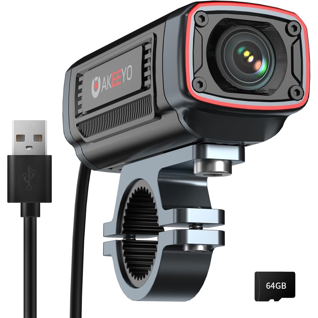 AKEYO AKY-710S กล้องมอเตอร์ไซค์ 4K 28fps, 2K 55fps, มุมกว้าง 142°, IP67, 5MP, Loop & Emergency Recor