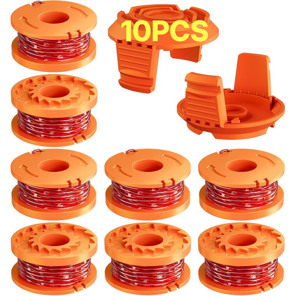 10 แพ็ค (WA0010) Replacement Trimmer Line Spool ใช้งานร่วมกับ Worx Weed Eater, 0.065 นิ้ว Trimmer Li