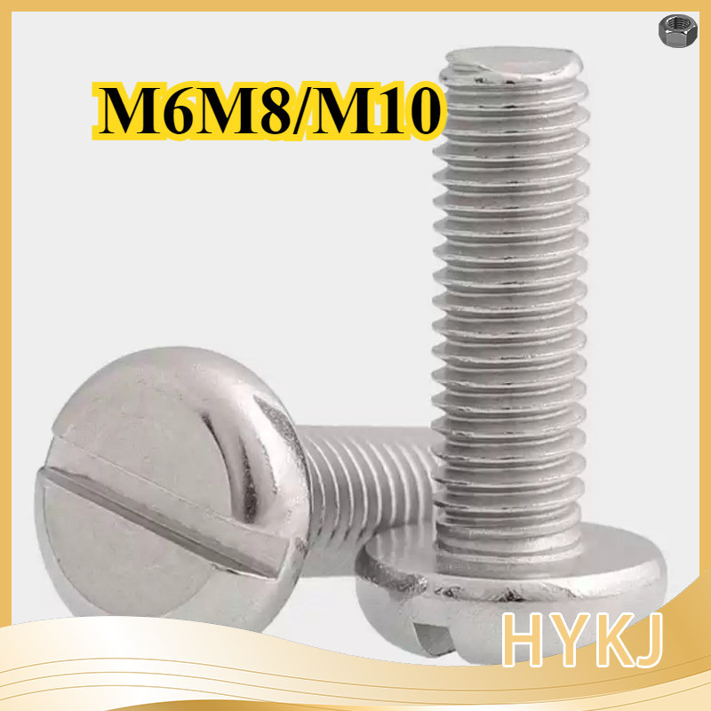 304 สแตนเลส one-slot สกรูหัวทรงกระบอก GB65 สกรู slotted หัวกลม bolt M6M8/M10DGhongyu