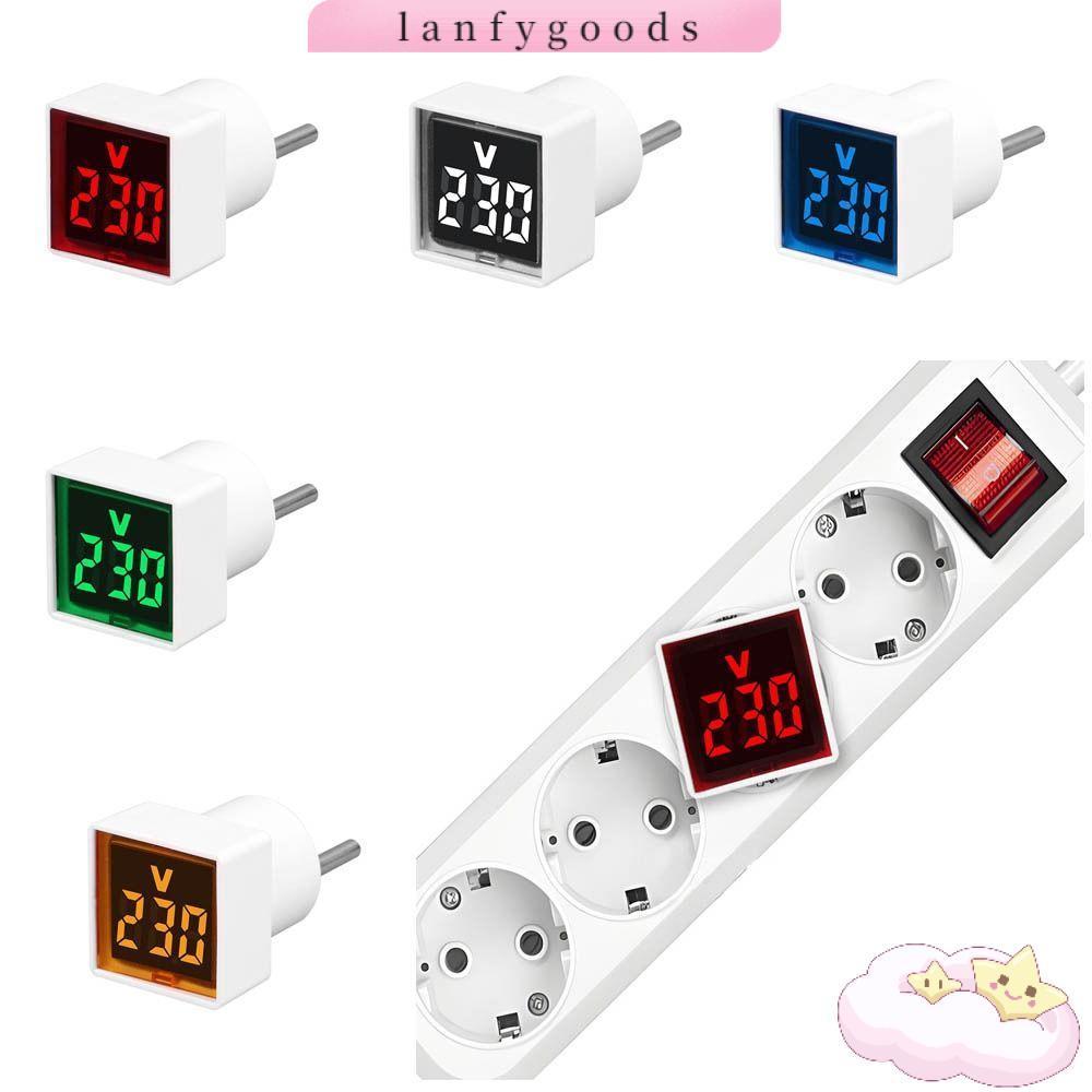 LANFYGOODS โวลต์มิเตอร์สแควร์, LED 220V/230V เครื่องวัดแรงดันไฟฟ้า, แบบพกพา EU Plug Display โวลต์มิเ
