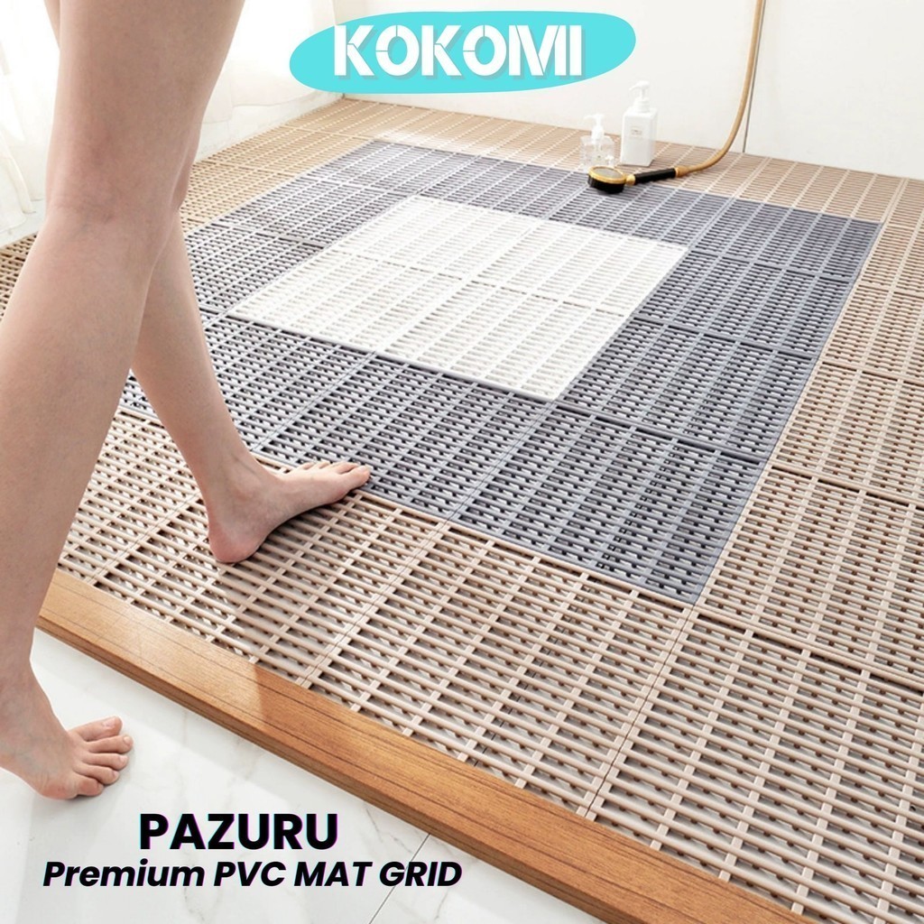 KOKOMI Pazuru Grid Mat 30x30 Anti-SLIP Puzzle Mat Anti-SLIP Bathroom Mat Abolution พรม