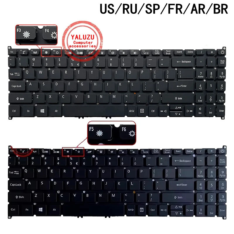 US แป้นพิมพ์แล็ปท็อปสําหรับ Acer A315-22 A315-23 A315-42 A315-52/G A315-54 A315-55 A515-52/G A515-53