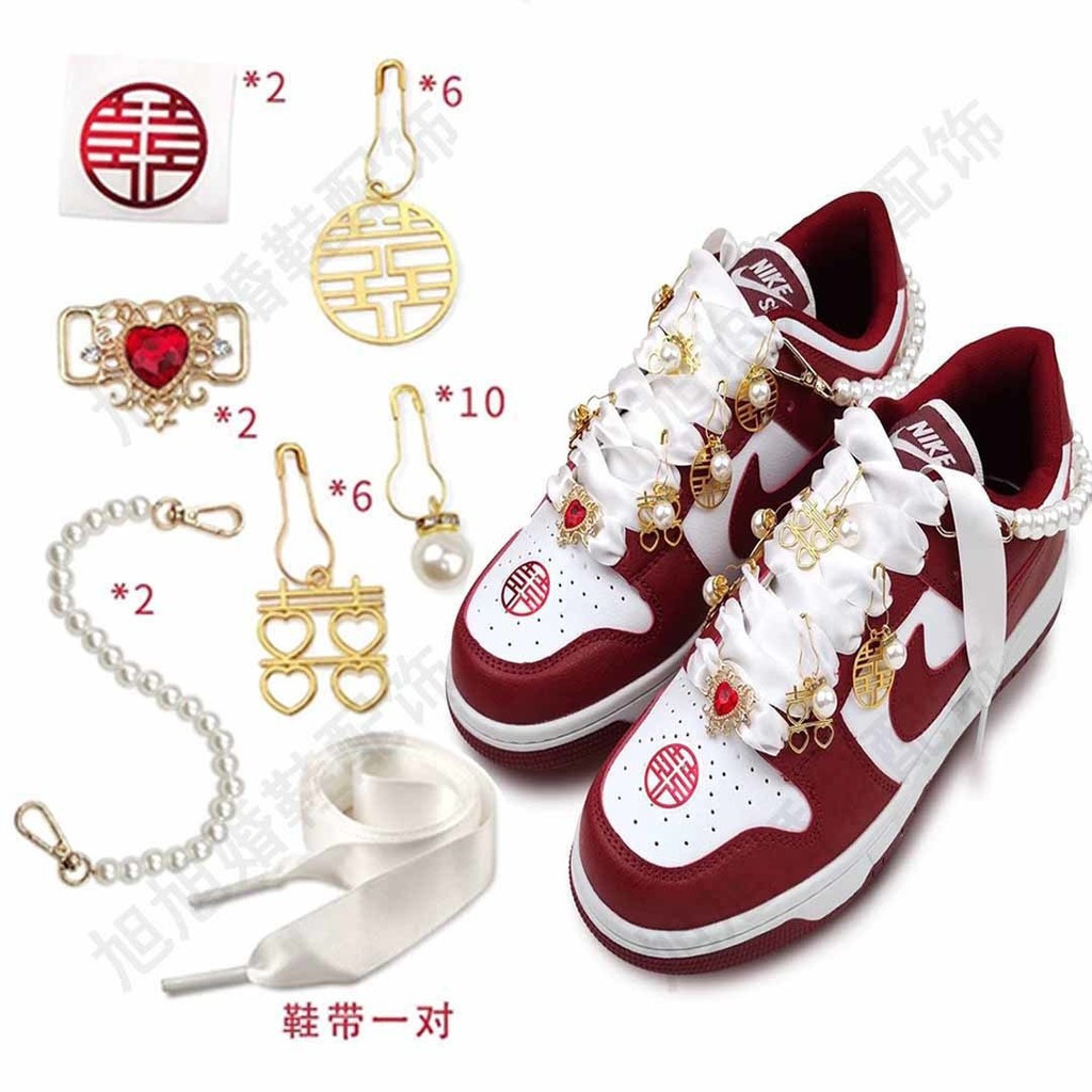Hot Sale #[ 1084 People Praise] New Style Wedding Shoes Decoration AJ Red Shoelaces diy Happy Charac