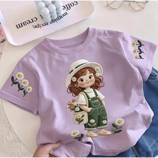 🐻Yout-children เสื้อเด็กแฟชั่น คอกลม Oversize ผ้าคอตตอน 'Flower girl' สบายนุ่ม ระบายอากาศดี