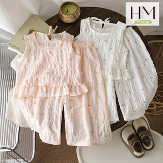 ชุดเซ็ตลำลองเด็ก ชุดเซ็ตแฟชั่น เสื้อแขนกุดกางเกงขายาว พิมพ์ลายต้อนรับsummer