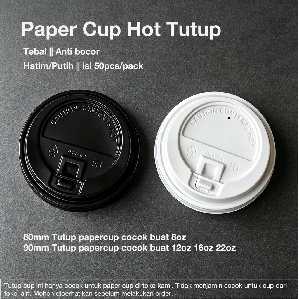 [50PCS]Lids PP 80mm 90mm 8oz 12oz 16oz 22oz/ ฝาถ้วยกระดาษแน่น Klop 8oz 12oz 16oz 22oz