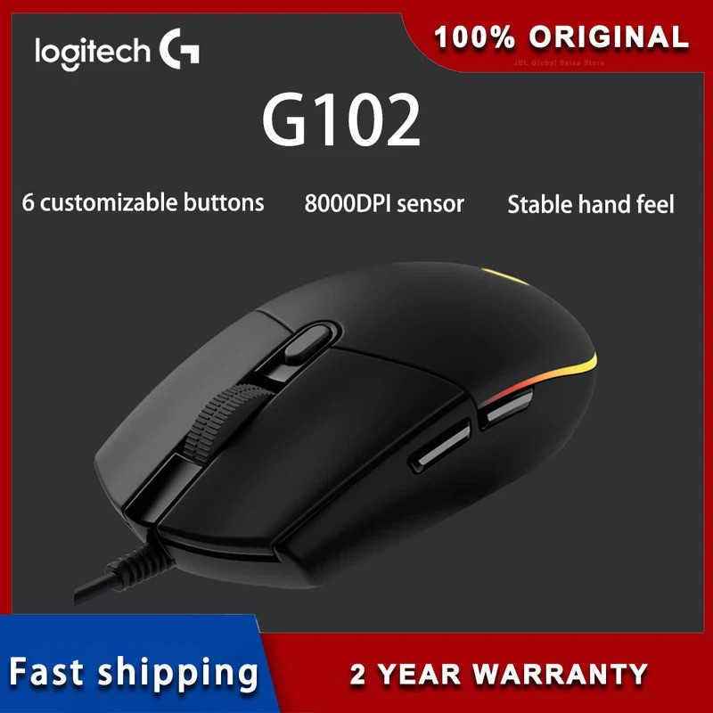 Logitech G102 เมาส์เกมรุ่นที่สอง RGB Streamer Effect เกมน้ําหนักเบาเกรด 8,000DPI เซ็นเซอร์ 200-8,000