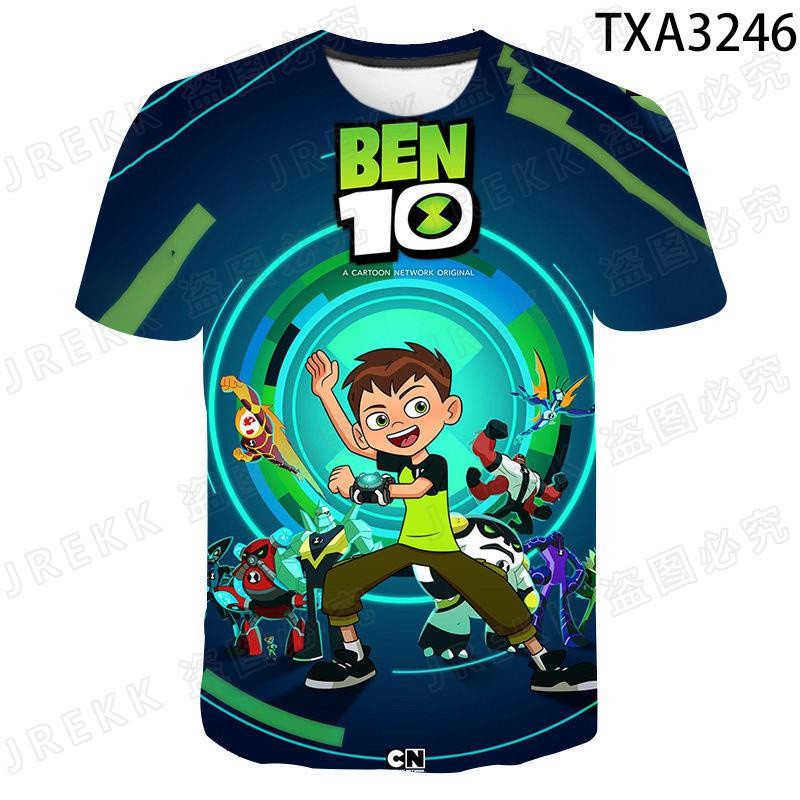 TB2 Ben 10 การ์ตูนเด็ก T เสื้อ 3D เด็กเด็กเสื้อยืดเด็กผู้หญิงฤดูร้อนเสื้อแขนสั้นวัยรุ่น Casual Cloth