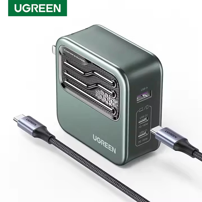 UGREEN 140W 2C1A GaN Charger พับ Punk สไตล์ชุด PD3.1 QC5.0 100-240V W/1.5M สายถัก
