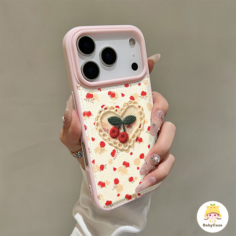 เคสไอโฟน 17 เหมาะสำหรับ IPhone 13 14 17 15 11 12 16 Pro Max 14 15 16 Plus Air เคสโทรศัพท์ลายดอกไม้แบบปักผ้า