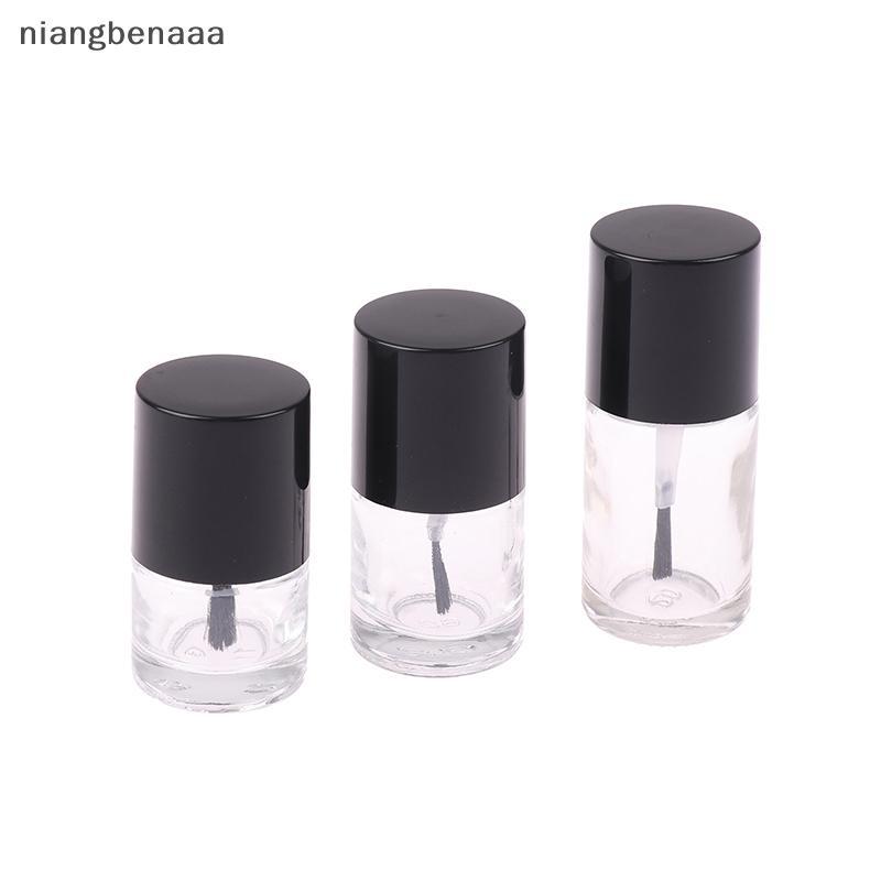(niangbenaaa) 5/10/15 ML ขวดยาทาเล็บเปล่าภาชนะเครื่องสําอางขวดแก้วเล็บพร้อมแปรงแก้วใสพร้อมฝาปิดแปรงใหม่