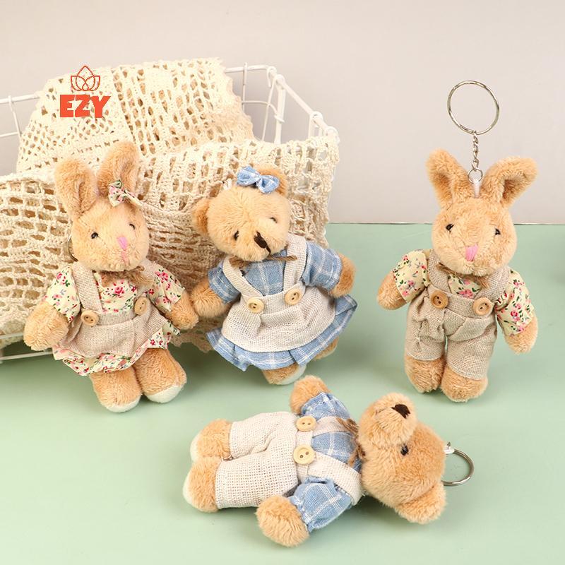 EZY น่ารักสวมใส่เสื้อผ้าหมี Plush ของเล่นการ์ตูนกระต่ายจี้ตุ๊กตานุ่มตุ๊กตาพวงกุญแจ Bapa กระเป๋ารถ Key Ring Decor ของขวัญเด็กใหม่