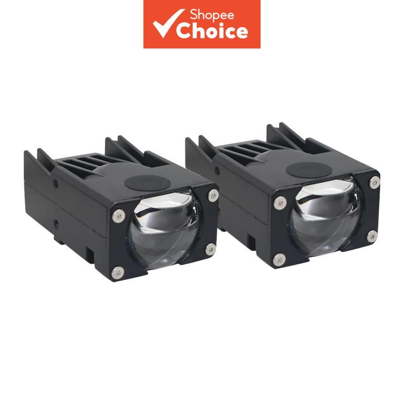 ไฟ LED 2PC Pods ไฟหน้าโปรเจคเตอร์สําหรับรถยนต์ มอเตอร์ไซค์ ATV UTV เลนส์โปรเจคเตอร์ 68000LM พร้อมพัด