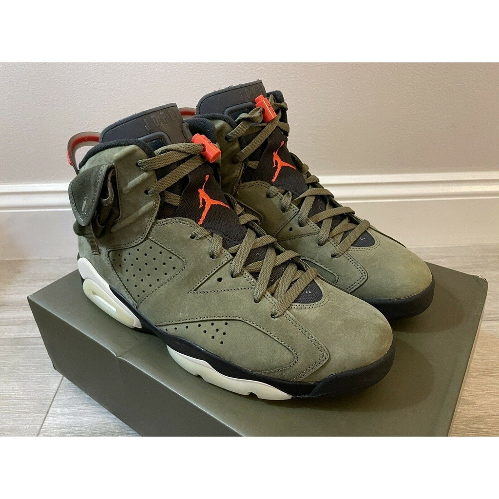 รองเท้าบาสเก็ตบอล Travis Scott X Air 6 retro Olive Cactus Jack aj6 CN1084-200 RTBR Oki azzh ckq UFTY