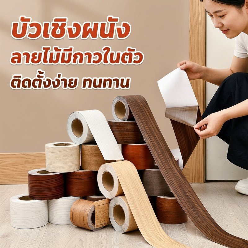 ลายไม้สติ๊กเกอร์ติดผนังกาวตนเองพีวีซีกันน้ํากระดานข้างก้นประตูกรอบตกแต่งบ้าน