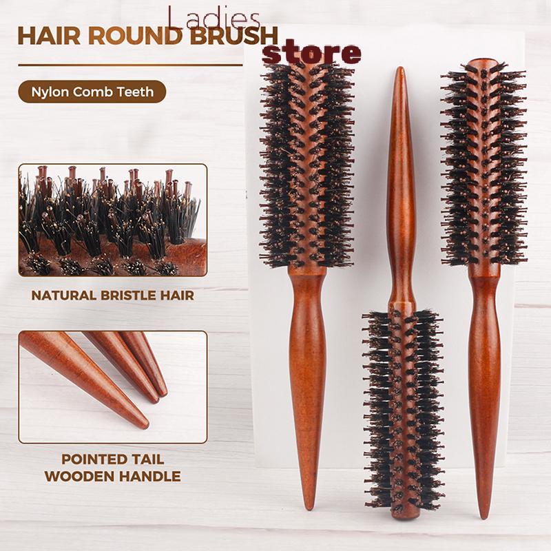 KTH Anti Static ไม้ Boar Bristle ผมรอบแปรงช่างทําผมเครื่องมือจัดแต่งทรงผม Teasing แปรงสําหรับ Curlyb แปรงร้อน