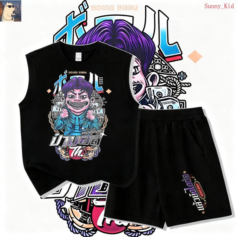 【Sunny】เซ็ตชุดเด็ก เสื้อ+กางเกง เสื้อกล้ามเด็กผ้านุ่มบางฤดูร้อน ระบายเหงื่อ ไม่อับอุ่น ใส่สบายตลอดวัน