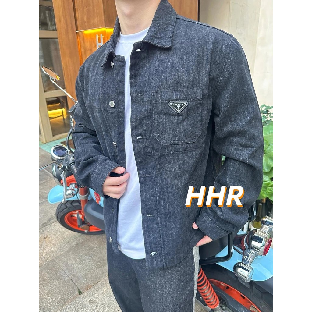 [เวอร์ชั่นที่ถูกต้อง] Pr @ da/Prada Triangle Logo Brand Logo Logo Logo Pocket Washing Retro Distress