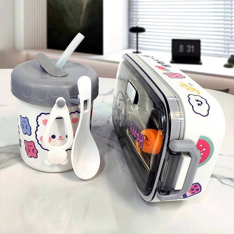 Cartoon Lunch Box Microwaveable Heating Student Only Lunch Box Girls Convenient Breakfast Box Insula