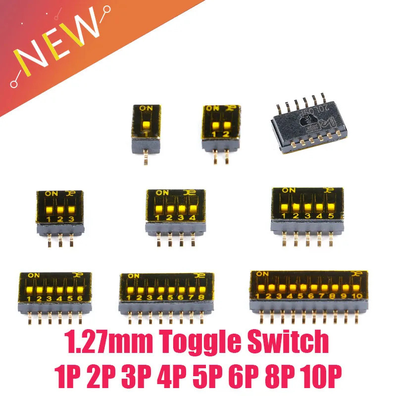 2 ชิ้น SMD SMT สไลด์ประเภทสวิทช์ 1 P 2 P 3 P 4 P 5 P 6 P 8 P 10 P 1.27 มิลลิเมตรตําแหน่ง Way DIP สีด