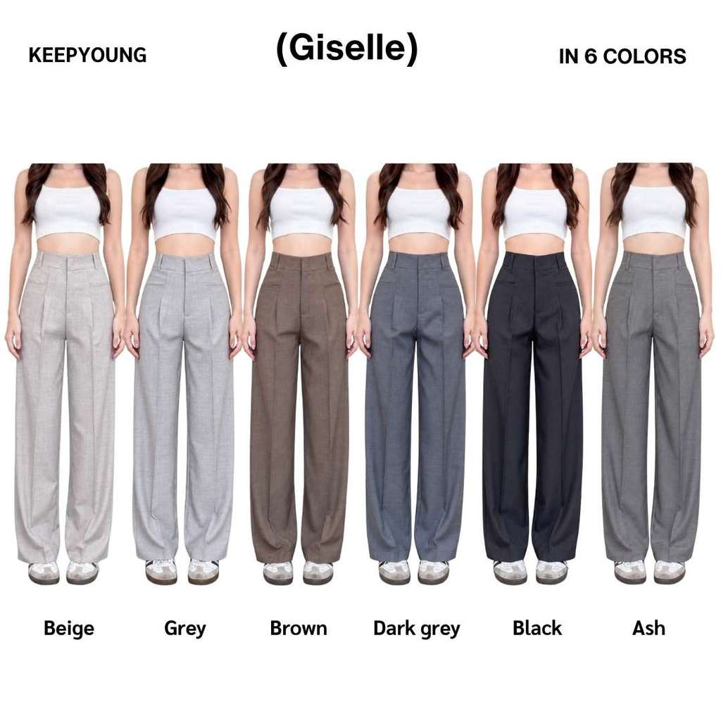 KEEPYOUNG [S-3XL] กางเกงกระบอกกลาง เอวสูง ดีเทลกระเป๋าหน้า ทรงสวยมาก รุ่น GISELLE PANTS รูปที่ 4