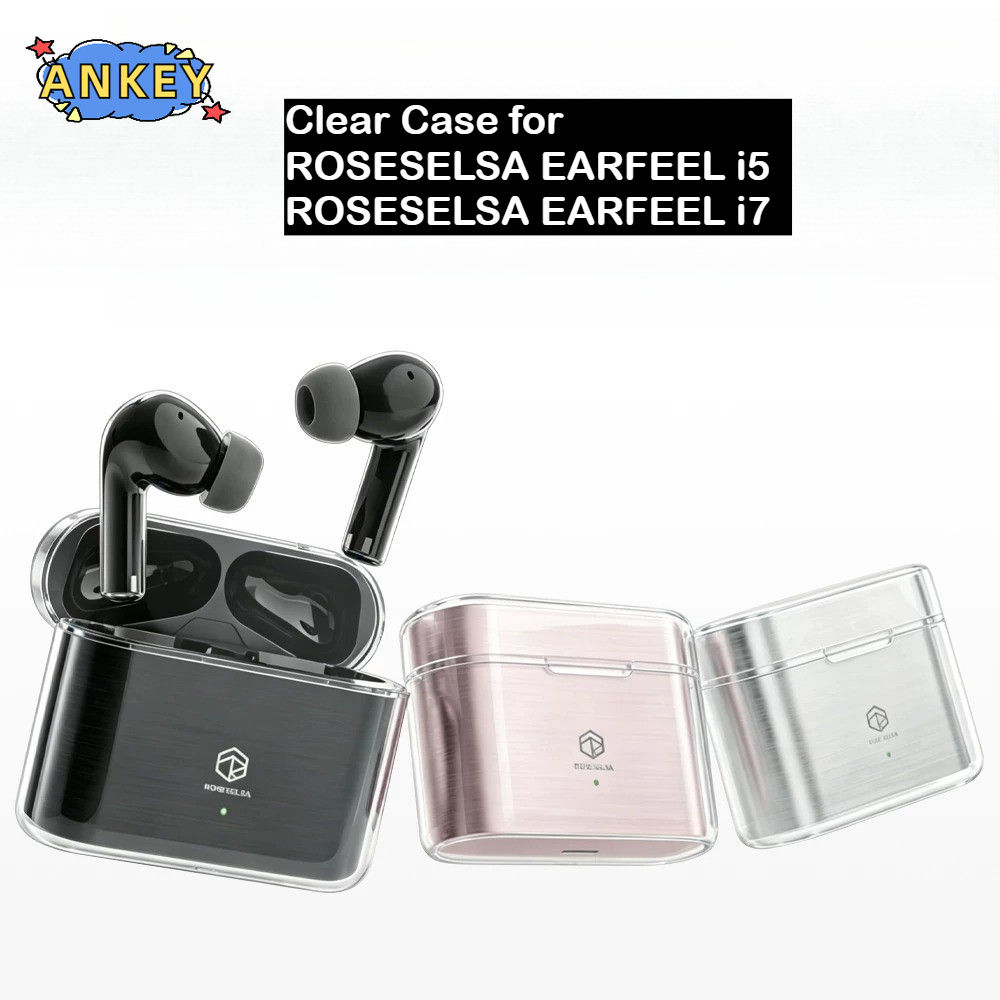 For ROSESELSA EARFEEL I7 Case Protective Transparent Clear TPU Covers ROSESELSA EARFEEL I5 Bluetooth Earphone Shell Headphone Portable with Rope