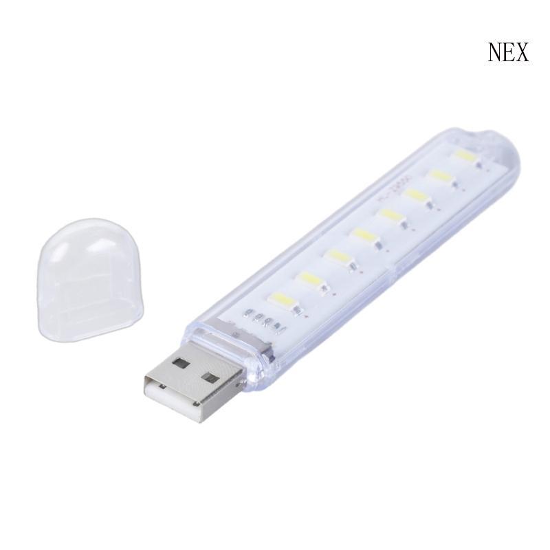 NEX Energy โคมไฟตั้งโต๊ะ USB 5V ที่มีประสิทธิภาพ 8 ไฟ LED สีขาวแบบพกพาสําหรับนักเรียน