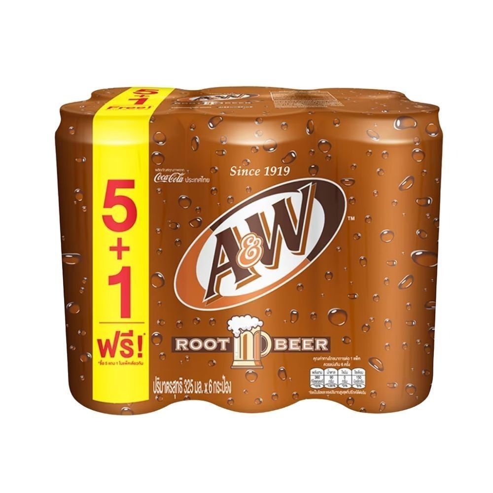 [สินค้าส่งด่วน] เอแอนด์ดับบลิว รูทเบียร์กระป๋อง 325มล.X6 A+W ROOT BEER 325ML.X6