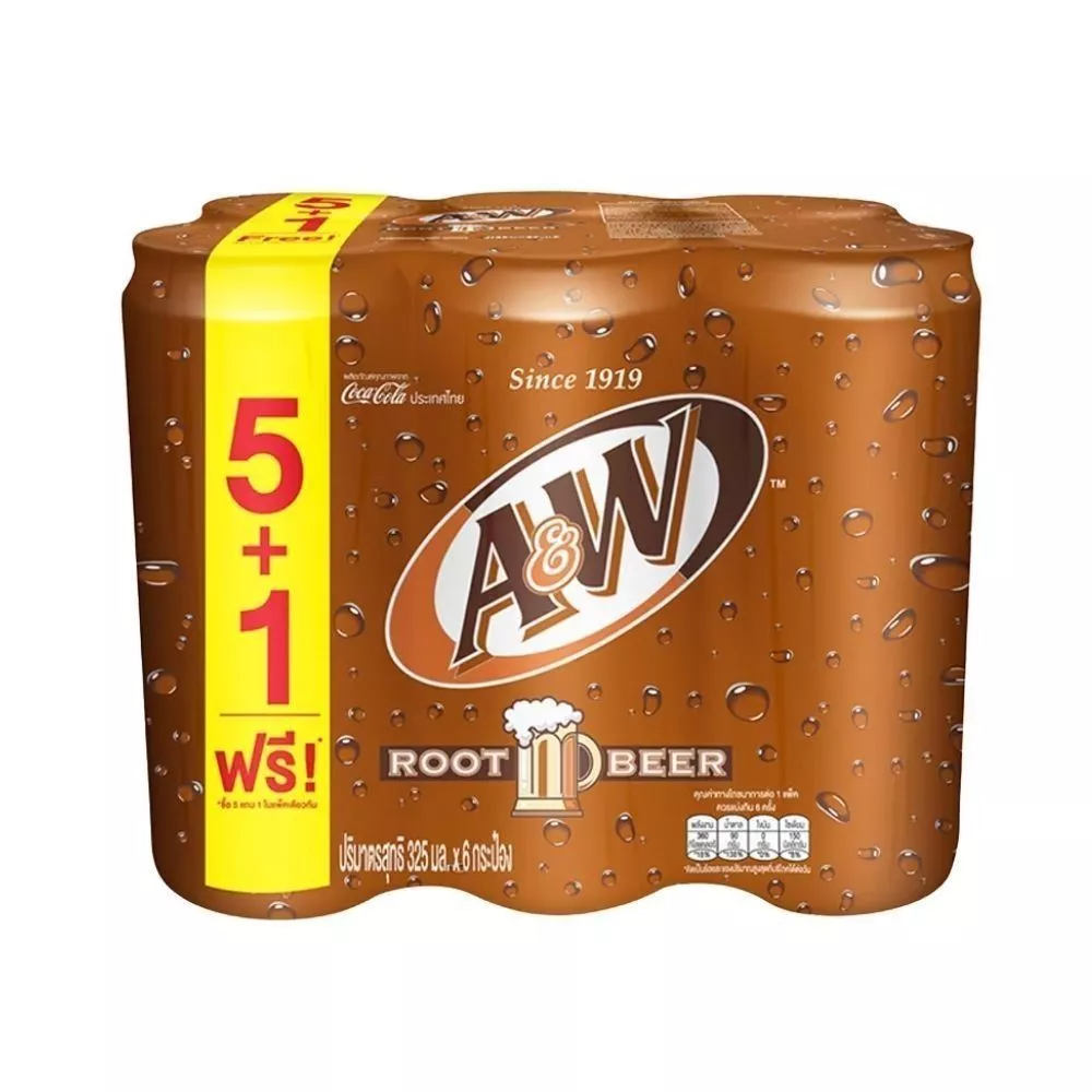 [สินค้าส่งด่วน] เอแอนด์ดับบลิว รูทเบียร์กระป๋อง 325มล.X6 A+W ROOT BEER 325ML.X6