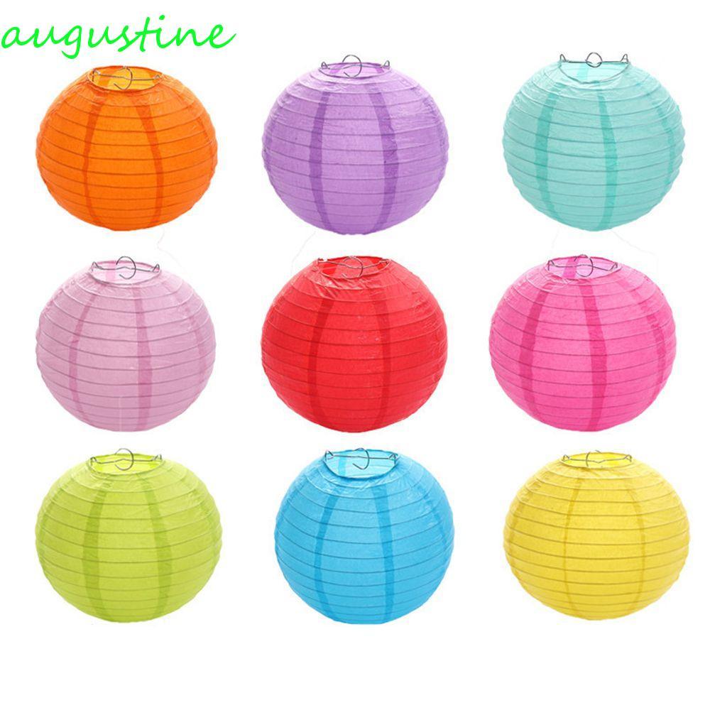 AUGUSTINE โคมไฟแขวนหลากสี DIY จีน 8/12/16 นิ้วตกแต่งวันเกิด Wishing กระดาษโคมไฟ Ball