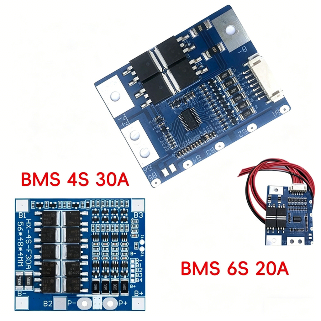 BMS 4S 6S 20A วงจรป้องกันแบตเตอรี่ LiFePo4 3.2V 32650 14.6V 21.9V บอร์ดโมดูลป้องกันแบตเตอรี่ลิเธียม BMS 4S 30A