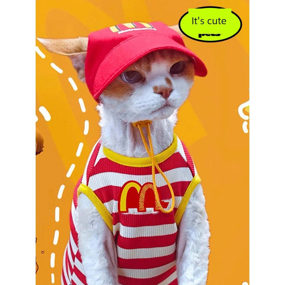 ชุดแมว เสื้อหมา Influencer สไตล์ฤดูร้อนบางแมวเสื้อผ้า Hairless Cat Sphinx แมวเยอรมันเครื่องปรับอากาศ