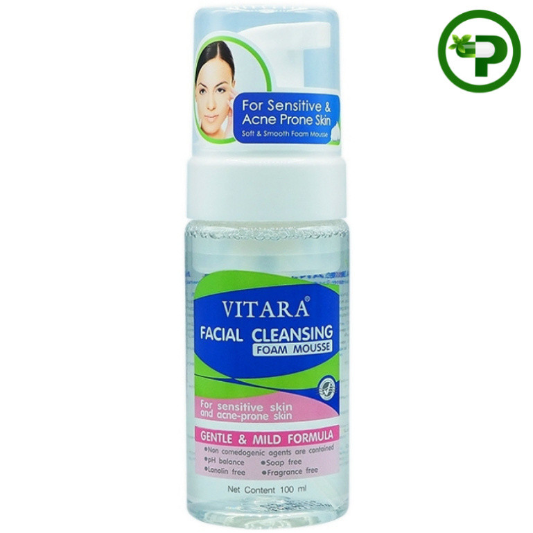 Vitara Facial Cleansing Foam Mousse 100 ml. ไวทาร่า เฟเซียล คลีนซิ่ง โฟม มูส