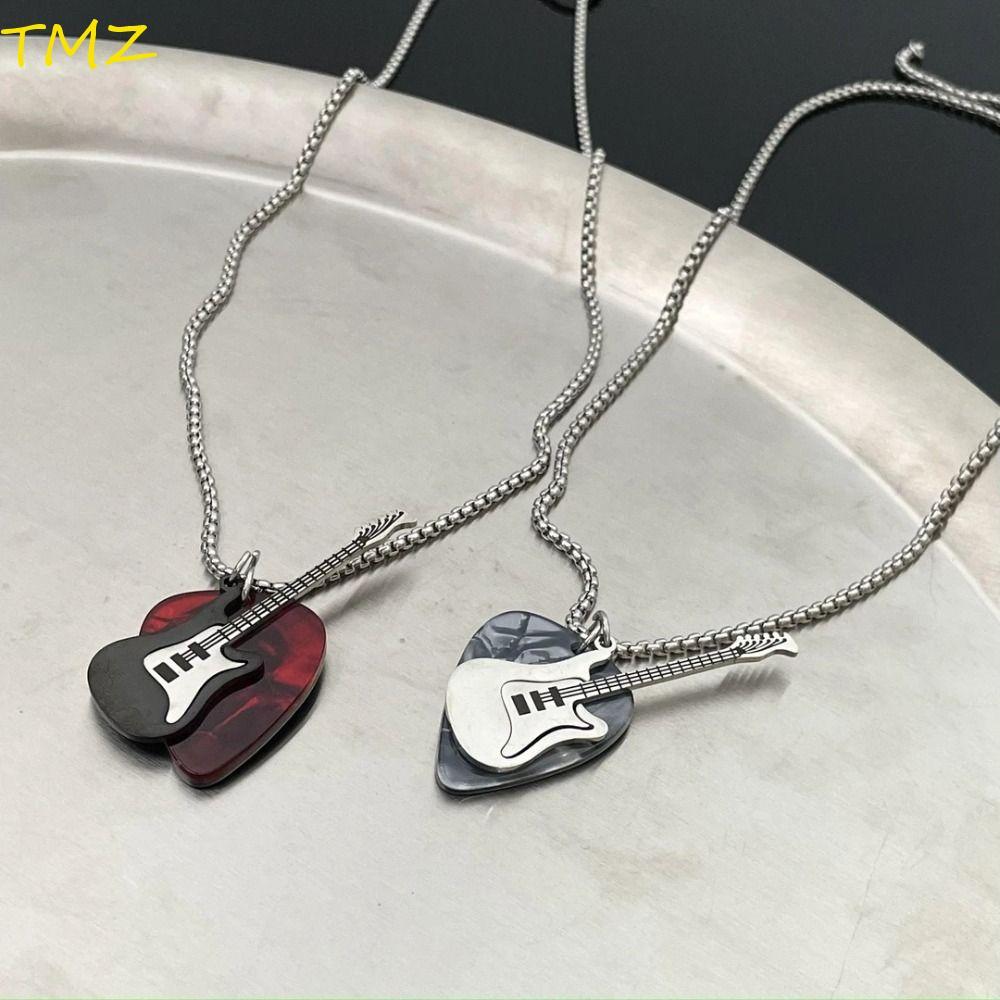 TMZ14968 กีต้าร์โซ่เค้นคอ, ไทเทเนียมเหล็กฮิปฮอปกีตาร์เลือกจี้สร้อยคอ, เครื่องประดับพังก์อินเทรนด์วิน