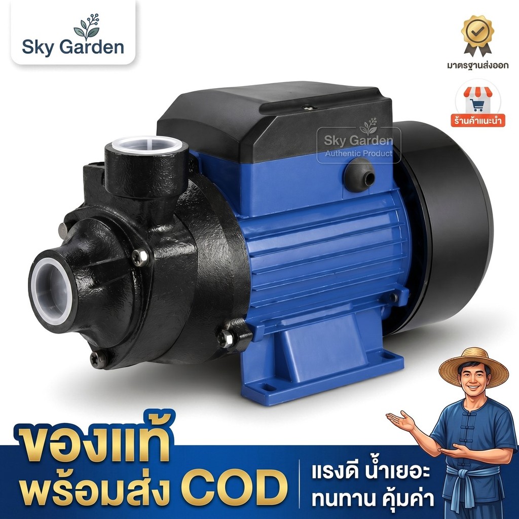 ปั๊มน้ำหอยโข่ง QB60 สีฟ้า ใช้พ่นน้ำสนามหญ้า 12V/24V 48V หอยโข่ง โซล่าเซลล์ ของแท้ COD ฟรี พร้อมจัดส