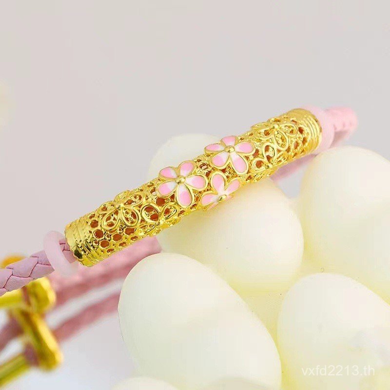 Benming ปีสร้อยข้อมือ Gold String Half-Side diy อุปกรณ์เสริมมือหญิง Shili Cherry Blossom Tube Bend 9