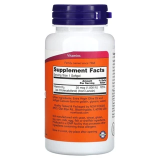 พร้อมส่ง NOW Foods Vitamin D-3 High Potency 2000IU/5000IU/10000IU 120Softgels วิตามินดี วิตามินดี3