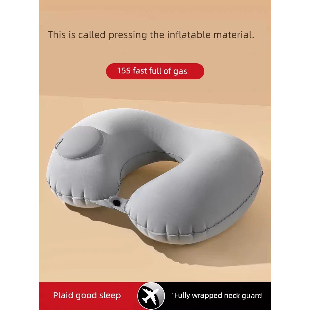 หมอนรองคอ หมอนนวดคอ Travel แบบพกพากด Inflatable U-Shaped หมอนคอหมอน High-Rail Second-Class Handy เคร