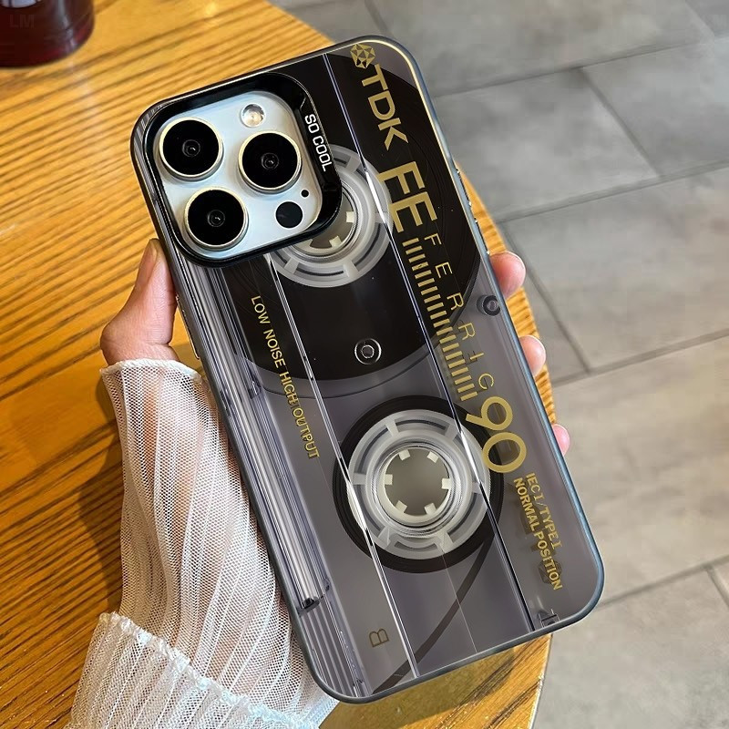 เปลือกแข็งTPUกันกระแทกเคสโทรศัพท์Retroเทปรูปแบบฉลากเข้ากันได้iPhone 13 XR 16 14 15 12 11 PRO 17PROMA