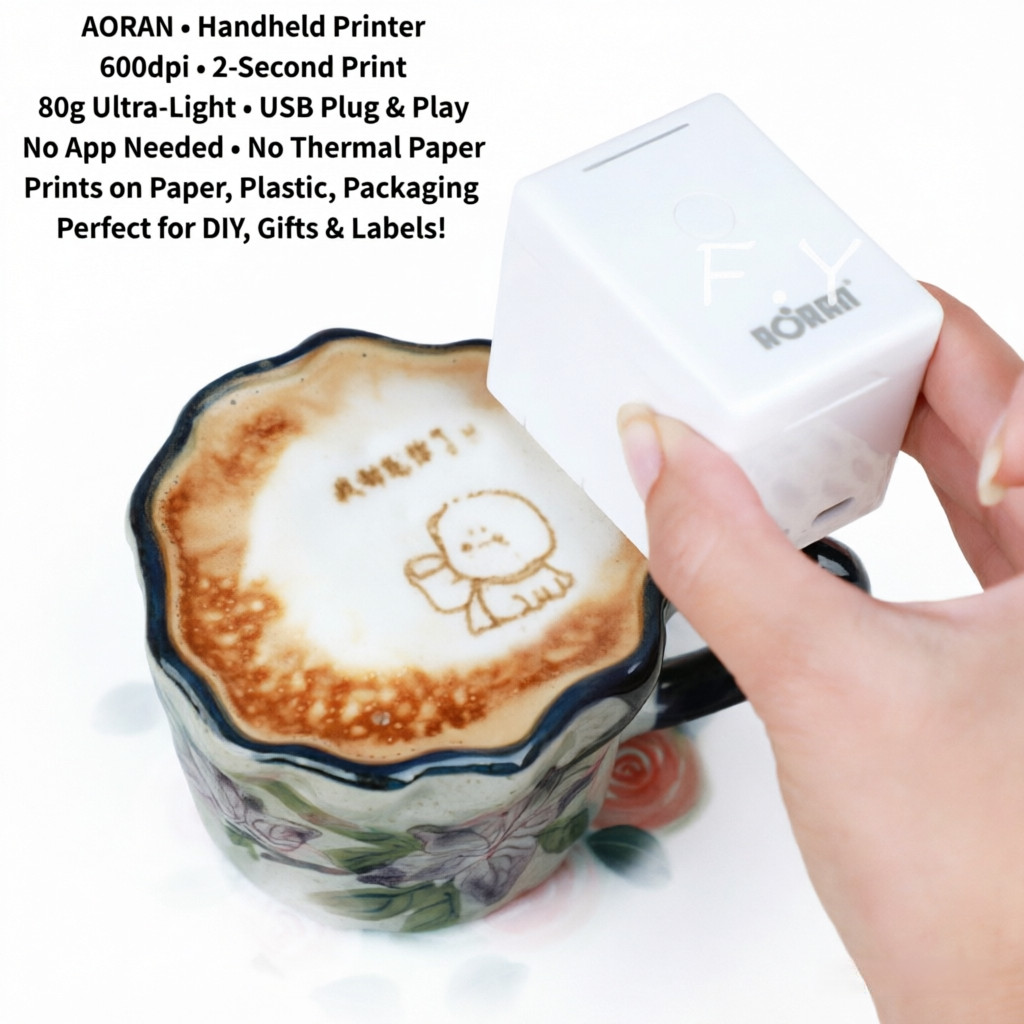 AORAN Mini Printer – 600dpi, USB, 80g, ไม่ต้องแอพ, เหมาะสําหรับฉลาก DIY, ซองจดหมายและแท็ก