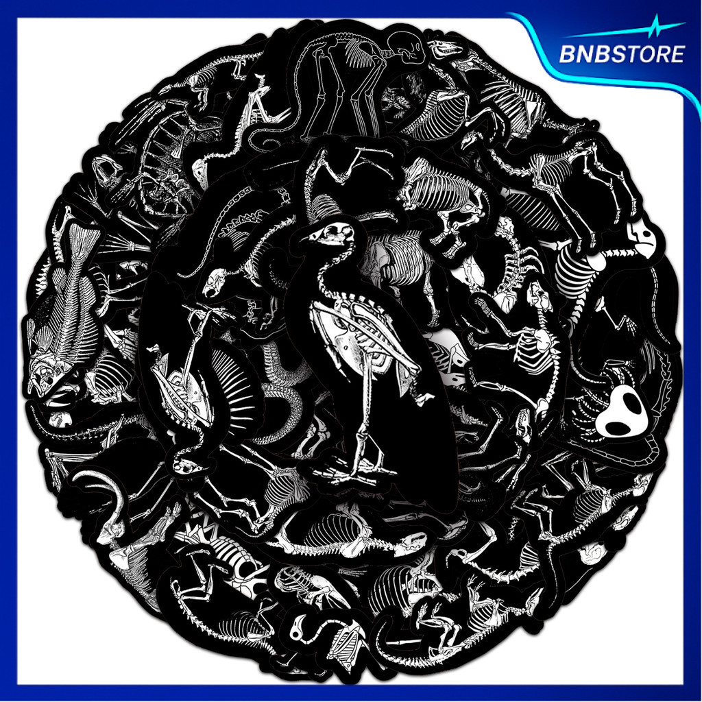🍀ส่งจากไทย🍀 50แบบ สติกเกอร์ โครงกระดูกสัตว์ต่างๆ Animal Skeleton horror Sticker