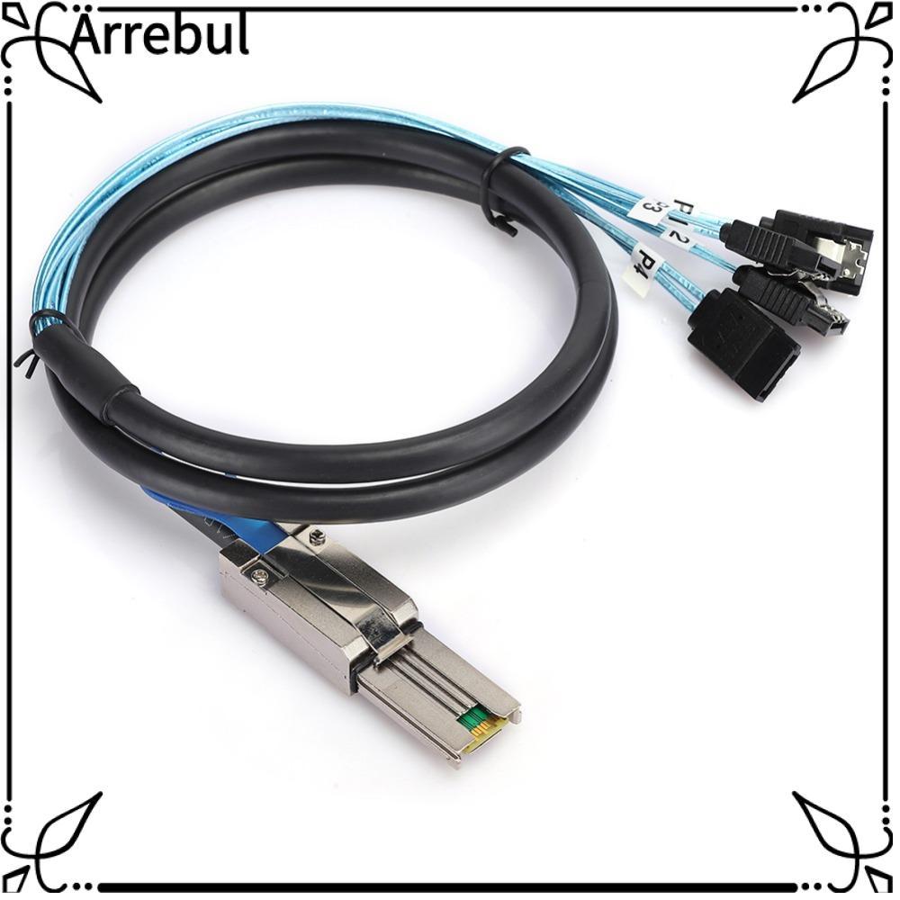 AREBUL SFF-8088 สายเคเบิล 26P ถึง 4 X SATAs, สายเคเบิล SAS ขนาดเล็กแบบพกพา 1 เมตร, สายเคเบิลฮาร์ดไดร
