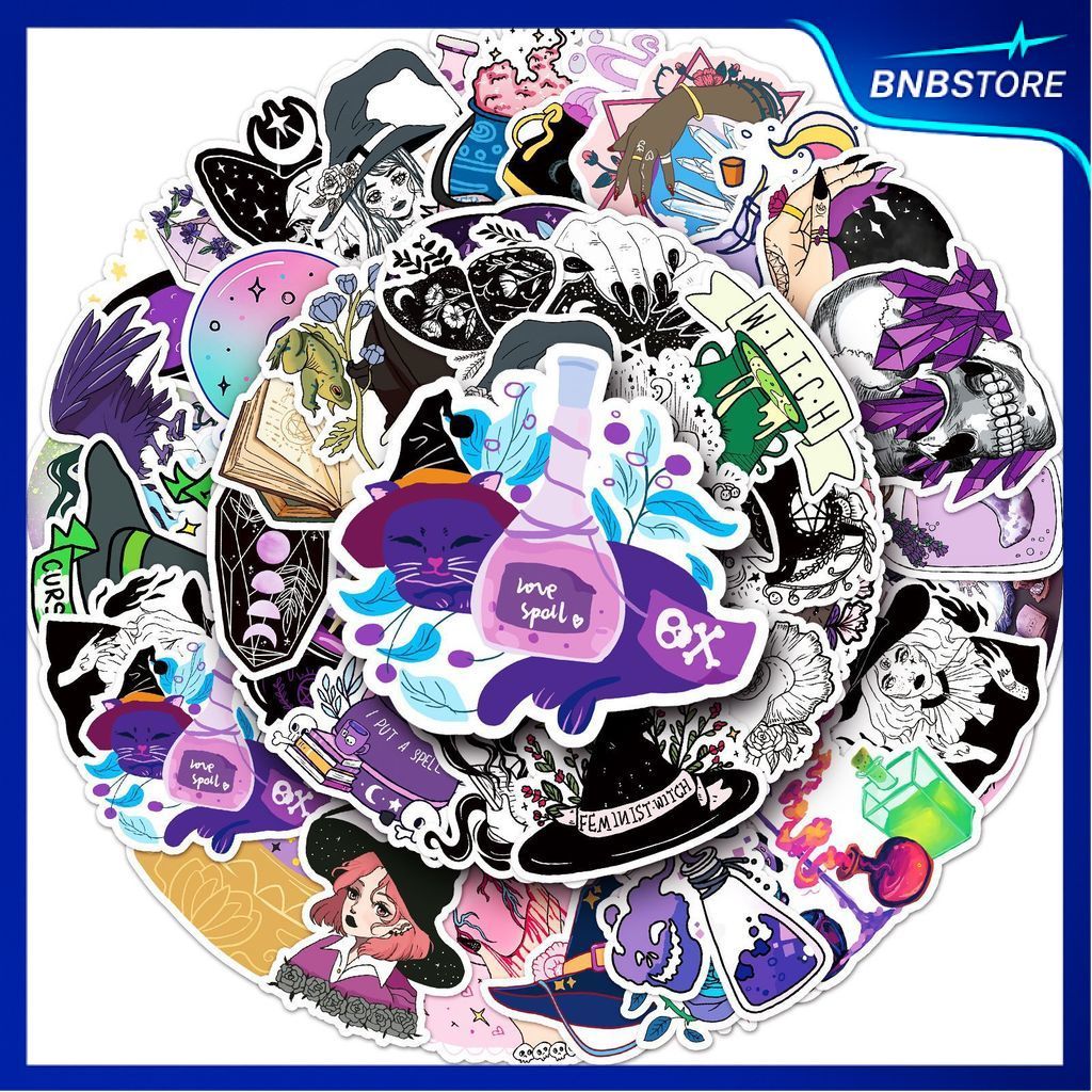 🍀ส่งจากไทย🍀 50แบบ สติกเกอร์ แม่มด ฮาโลวีน witch Horror Halloween cartoon sticker พร้อมส่ง