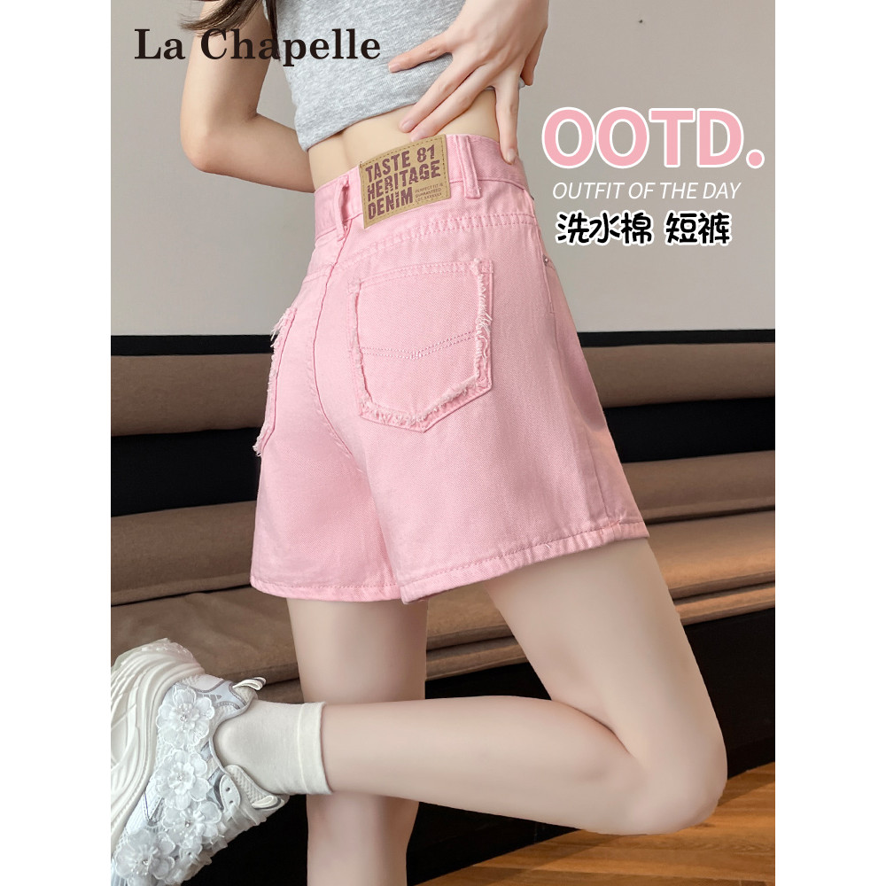 กางเกงขาสั้นสบาย cicishop1 Korean shorts Laxa Bell Pink Dopamine กางเกงขาสั้นผ้ายีนส์ผู้หญิงฤดูร้อน 