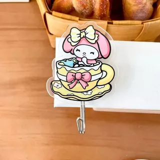 三立鸥超粘挂钩可爱hellokitty挂钩亚克力无痕粘钩学生宿舍免打孔5.7 Sanliou super adhesive hook, cute Hello Kitty hook, acrylic traceless adhesive hook, no drilling required for student dormitories 5.7