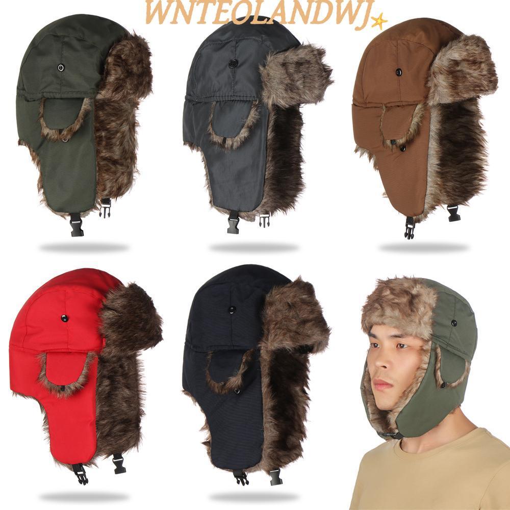 WNTEOLANDWJ หมวกสกีขนสัตว์ Ushanka Warm Earflap